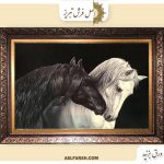 تابلو فرش اسب محبت