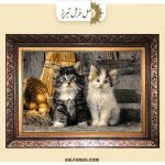 تابلو فرش دستباف طرح دو گربه