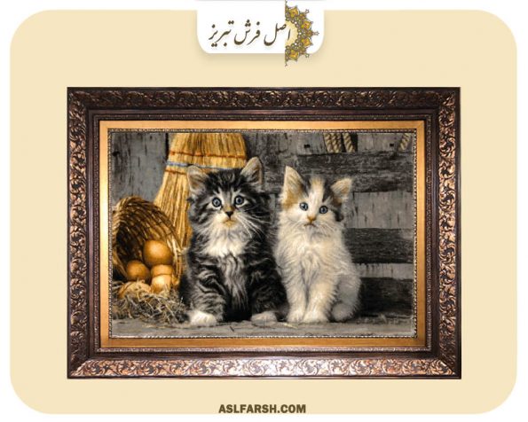 تابلو فرش دستباف طرح دو گربه