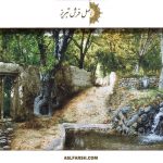 تابلو فرش دستباف منظره کوچه باغ