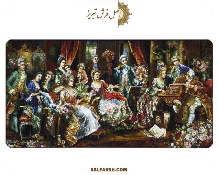تابلو فرش دستباف مهمانی پیانو زن