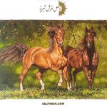 تابلو فرش دو اسب