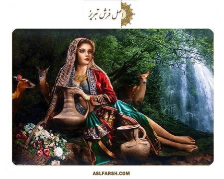 تابلو فرش دستباف دختر و آهو