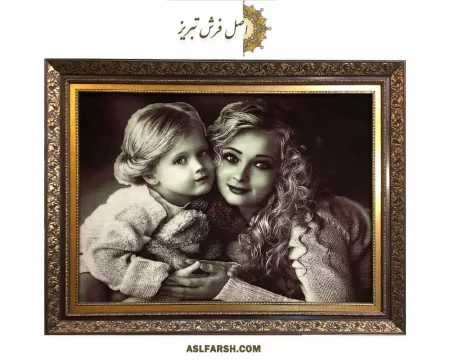 تابلو فرش مهر مادر (سیاه و سفید)