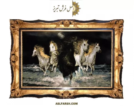 تابلو فرش دستباف گله اسب
