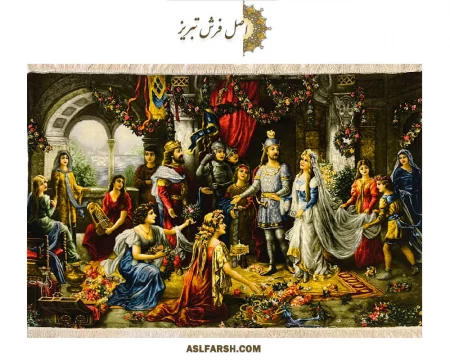تابلو فرش دستباف تاج گذاری حضرت سلیمان ذرع و نیم