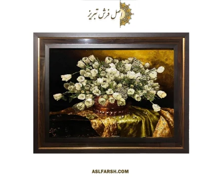 تابلو فرش دستباف سبد گل لاله