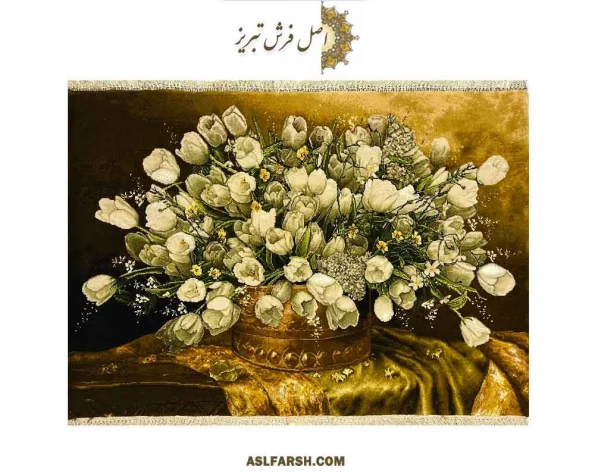 تابلو فرش دستباف گل لاله سبدی