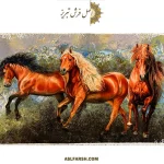 تابلو فرش دستباف اسب سه تایی