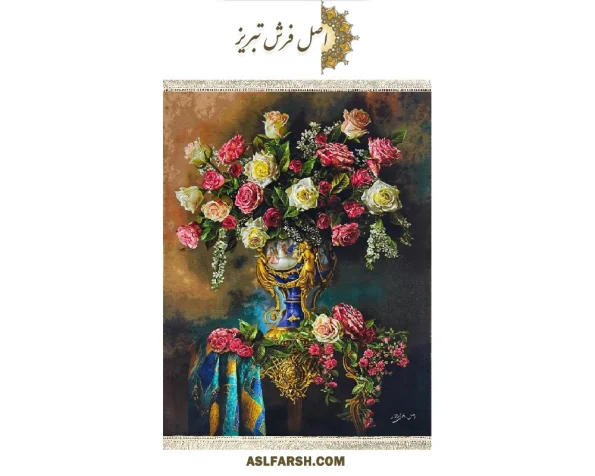 تابلو فرش دستباف گل گلدان سلطان