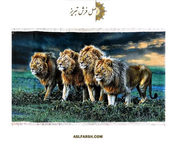 تابلو فرش دستباف گله شیرها