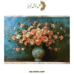 تابلو فرش دستباف سبد گل رز