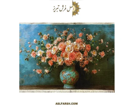 تابلو فرش دستباف سبد گل رز